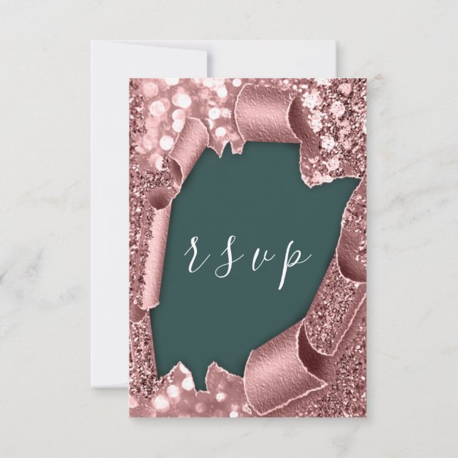 Parties scintillant de Mariage RSVP Rose de trame  (Dos)