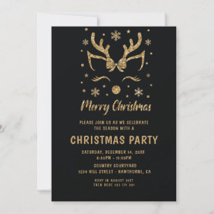 Parties scintillant de Noël Gold Deer Invitation