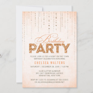 Parties scintillant de pêche élégant Invitation de