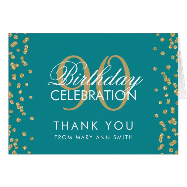 Parties scintillant d'Merci Gold Turquoise 90e ann (Devant horizontal)