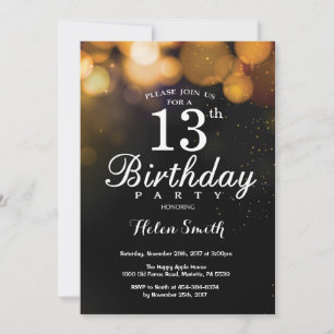 Parties scintillant d'or 13e carte d'invitation d'