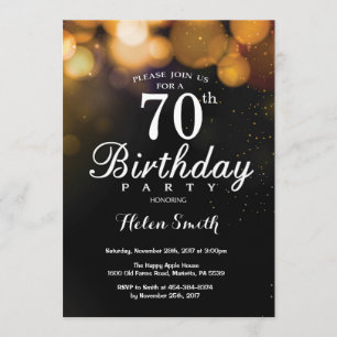 Parties scintillant d'or 70e Anniversaire Carte d'