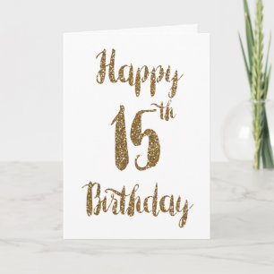 Parties scintillant d'or Bonne 15e carte d'anniver
