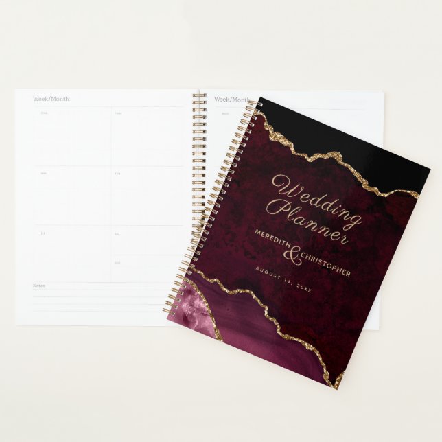 Parties scintillant d'or Bourgogne Wedding planner (Devant avec enveloppe)