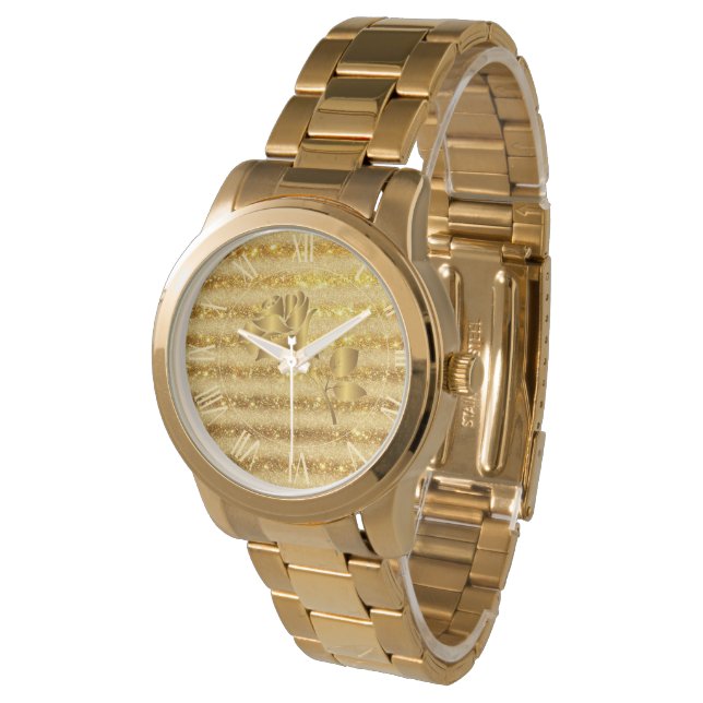 Parties scintillant d'or de luxe Floral montre cad (Incliné)