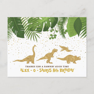 Parties scintillant d'or Dinosaur Carte de remerci