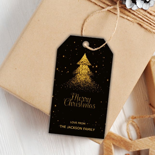 Parties scintillant d'or - Étiquettes cadeaux de N (Gold Glitter Christmas Gift Tags)