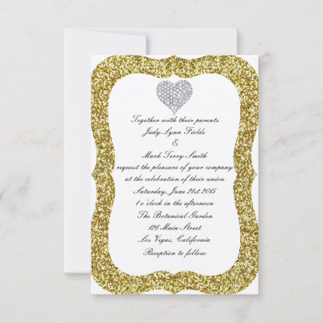 Parties scintillant d'or Faire-part de mariage de  (Devant)