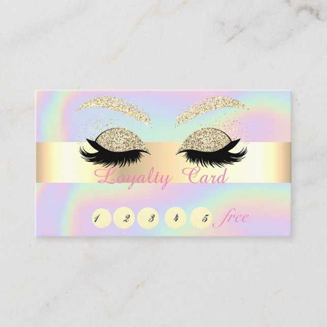 Parties scintillant d'or Faux Lashes Carte de fidé (Devant)