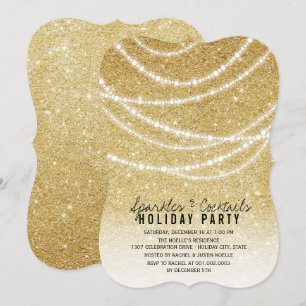 Parties scintillant d'or Fête de fêtes Invitation