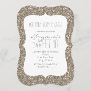 Parties scintillant d'or Glam Sweet 16 Invitations