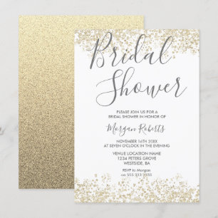 Parties scintillant d'or Invitation de douche nupt
