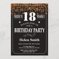 Parties scintillant d'or Invitation du 18e anniver