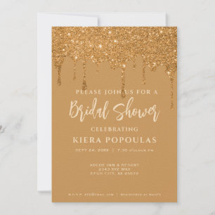 Parties scintillant d'or Invitations de douche nup