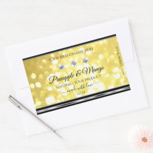 Parties scintillant d'or jaune Étiquettes Diamants