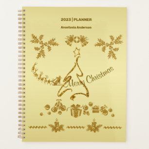 Parties scintillant d'or Joyeux Noël, Père Noël en