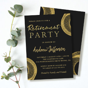 Parties scintillant d'or noir moderne Invitation d