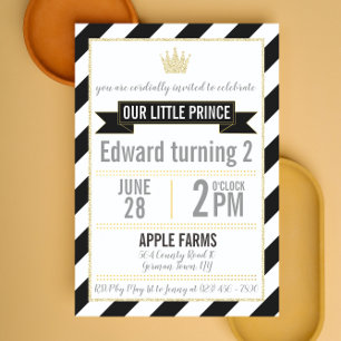 Parties scintillant d'or noir Prince Invitation d'