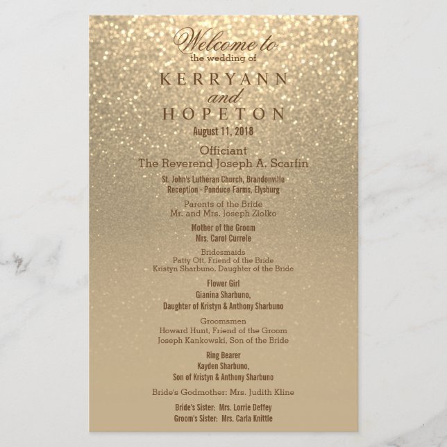 Parties scintillant d'or - Programme (Devant)