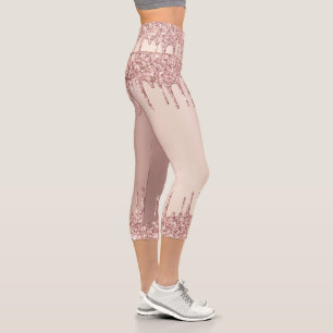 Parties scintillant d'or rose Capri Leggings