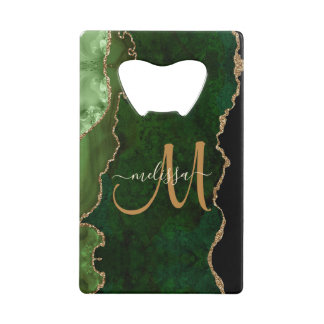 Parties scintillant d'or vert chic Agate Monogramm