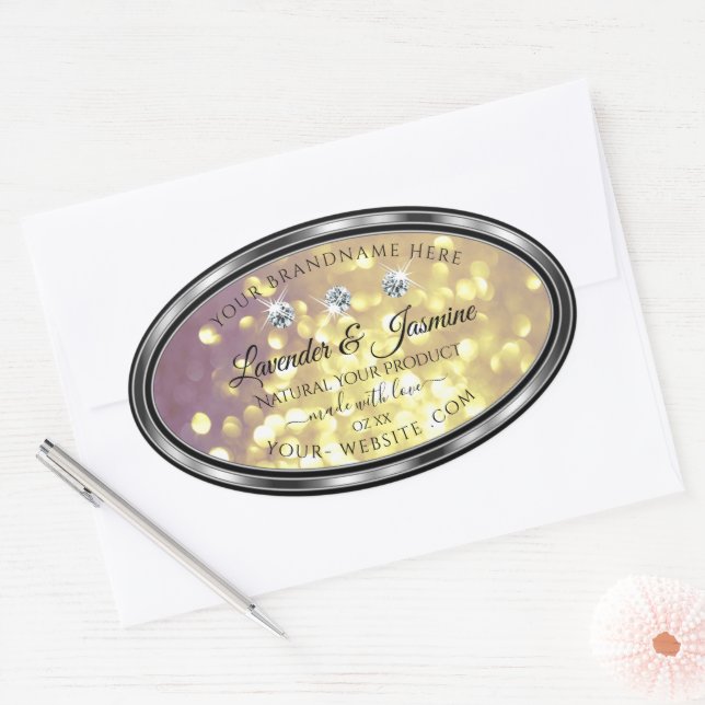 Parties scintillant d'or violet Étiquettes Diamant (Enveloppe)