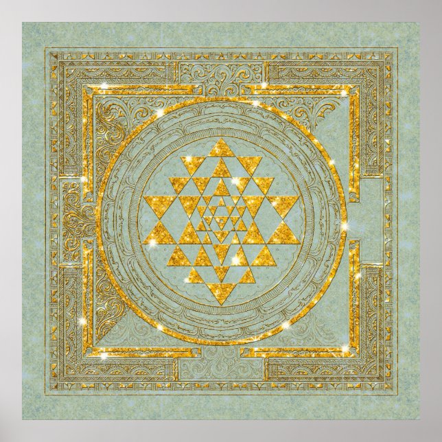 Parties scintillant dorée Sri Yantra - Poster (Devant)
