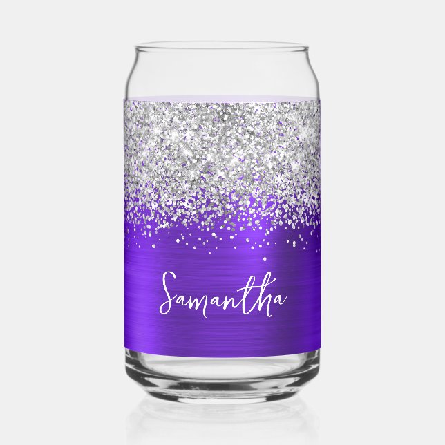 Parties scintillant en argent Indigo Violet Nom du (Recto)