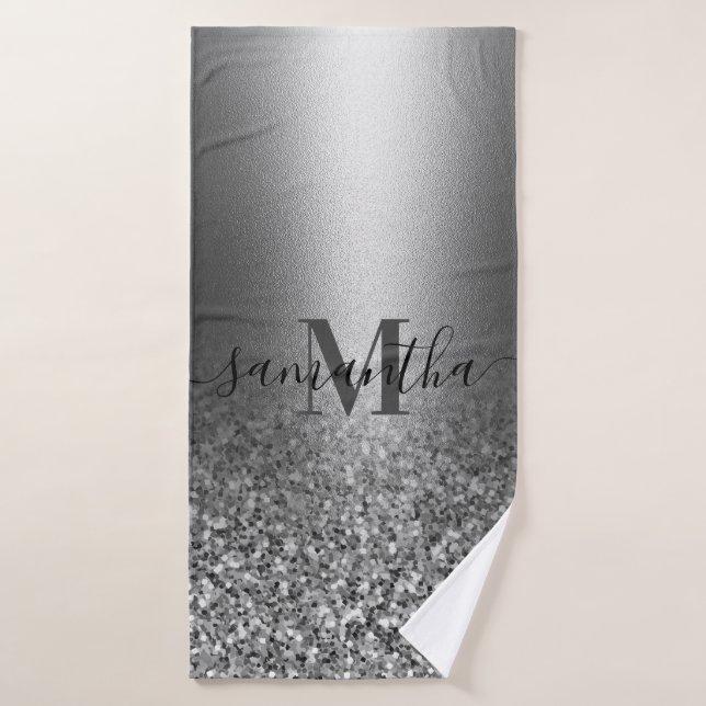 Parties scintillant en argent métallique (Serviette de bain)