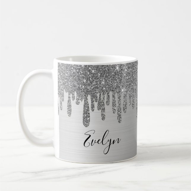 Parties scintillant en argent Mug de café céramiqu (Gauche)