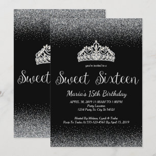 Parties scintillant en argent, Sweet 16 Invitation