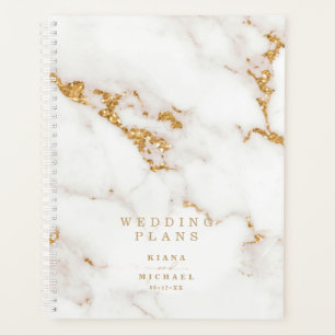 Parties scintillant en marbre moderne Mariage Gold