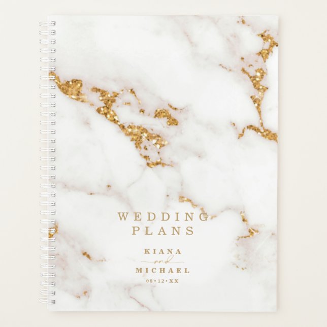 Parties scintillant en marbre moderne Mariage Gold (Devant)