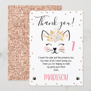 parties scintillant en or rose kitten me carte de 