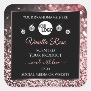 Parties scintillant en or Rose noir Étiquettes Log