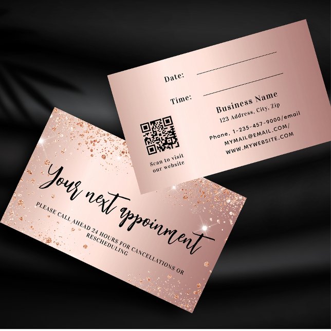parties scintillant en or rose QR carte de rendez- (Créateur téléchargé)