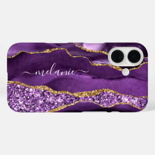 Parties scintillant en or violet Marbre coque ipho