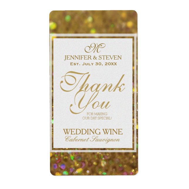 Parties scintillant Étiquette Vin Faux Gold (Devant)