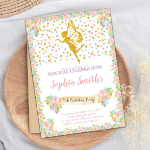 Parties scintillant Fairy Anniversaire Invitations