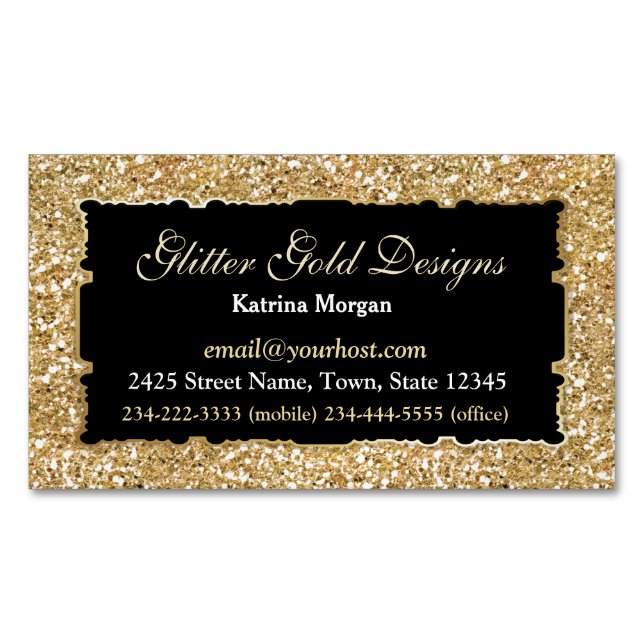 Parties scintillant Gold Elegance Carte de visite  (devant)