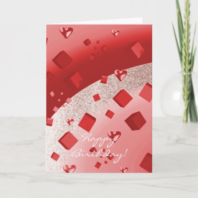 Parties scintillant Gold Faux rouge et Rose Carte  (Devant)