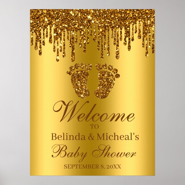Parties scintillant  Gold Feet Baby shower Affiche (Devant)