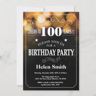 Parties scintillant Gold Invitation du 100e annive