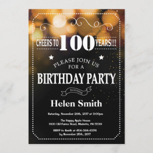 Parties scintillant Gold Invitation du 100e annive