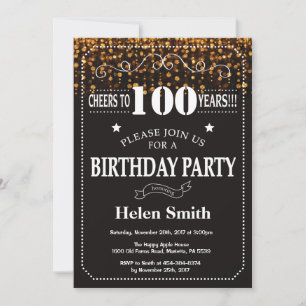 Parties scintillant Gold Invitation du 100e annive