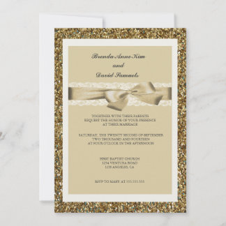 Parties scintillant Gold Lace Faire-part de mariag