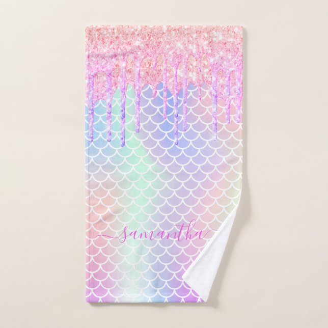 Parties scintillant holographique unicorne échelle (Serviette à main)
