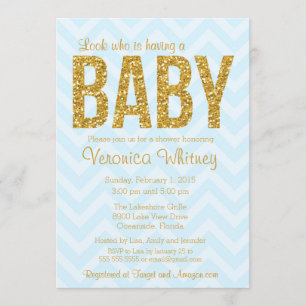 Parties scintillant Invitation Baby shower, Gold b