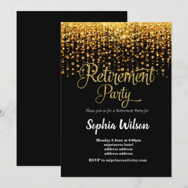 parties scintillant invitation de la partie de ret (Devant / Derrière)