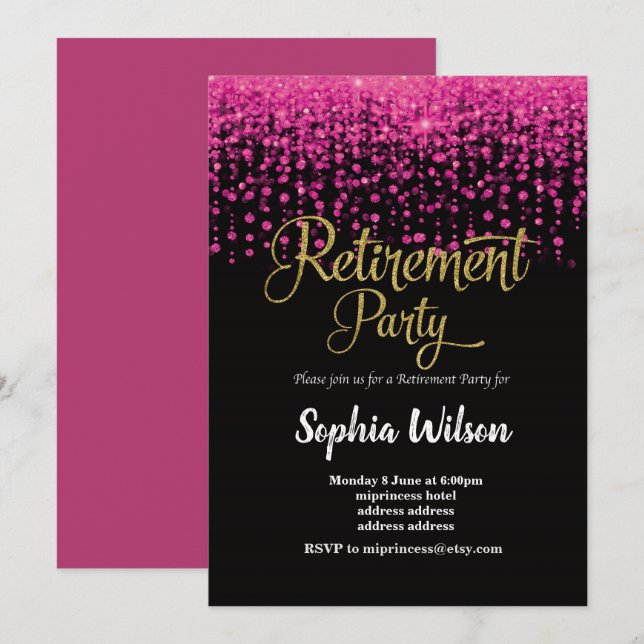 parties scintillant invitation de la partie de ret (Devant / Derrière)